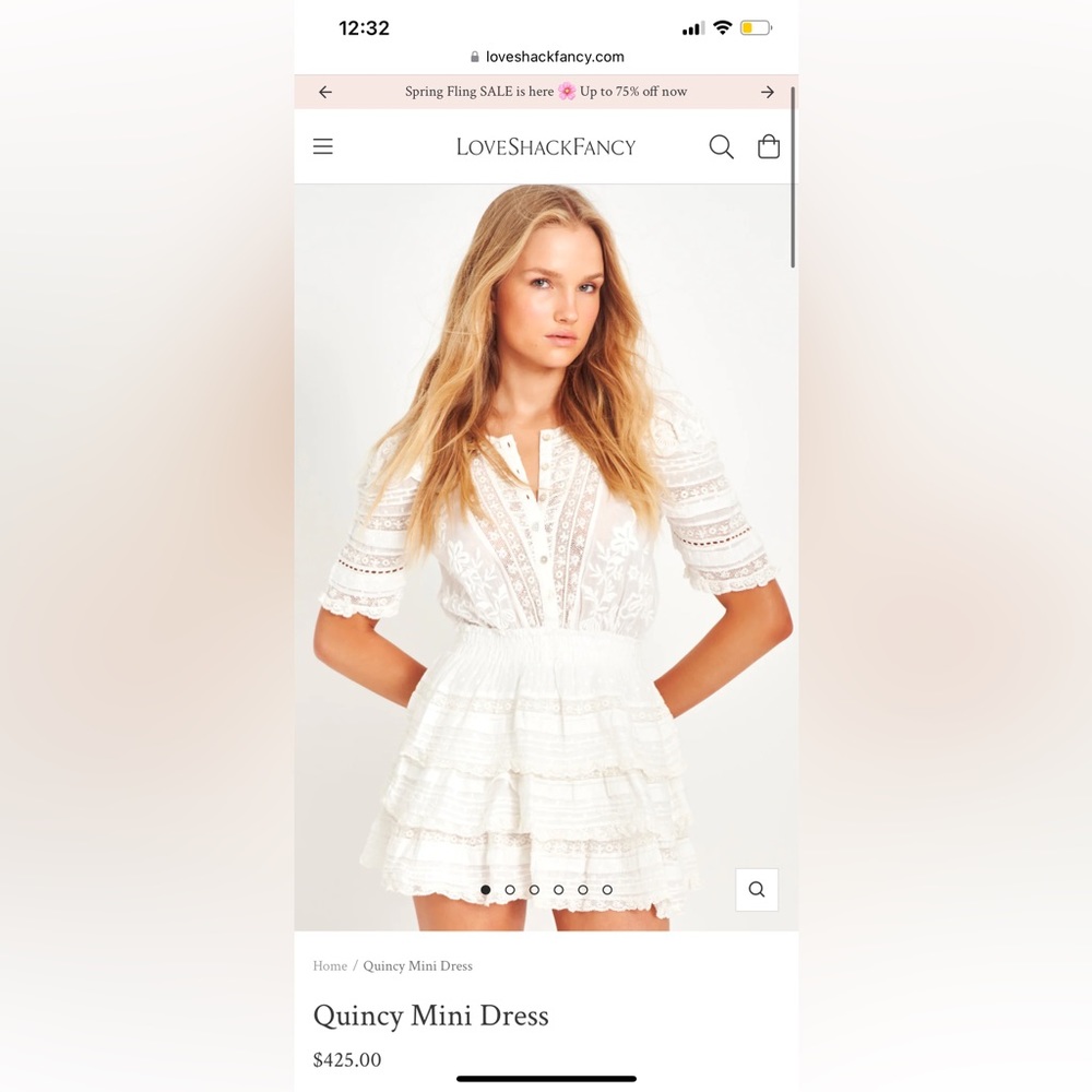 LOVE SHACK FANCY Quincy Mini Dress Small